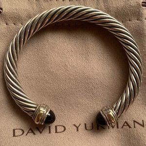 David Yurman Bracelet Black Onyx & 14K Gold 7mm M